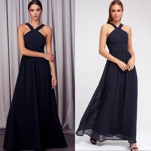 Lulus Air Of Romance Navy Blue Formal Maxi Dress